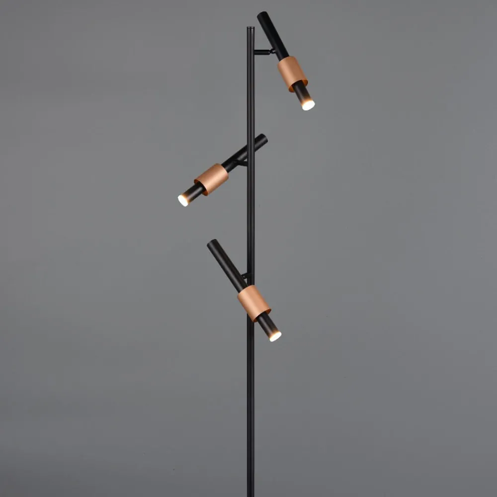 Lampade Da Terra-Selezionato da Mazzolaluce Piantana da terra orientabile 3 led 2300k 3000k 4000k nero e bronzo