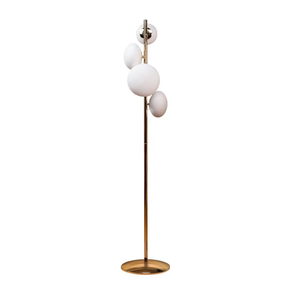 Lampade Da Terra-Selezionato da Mazzolaluce Piantana da terra per salotto metallo oro vetro bianco