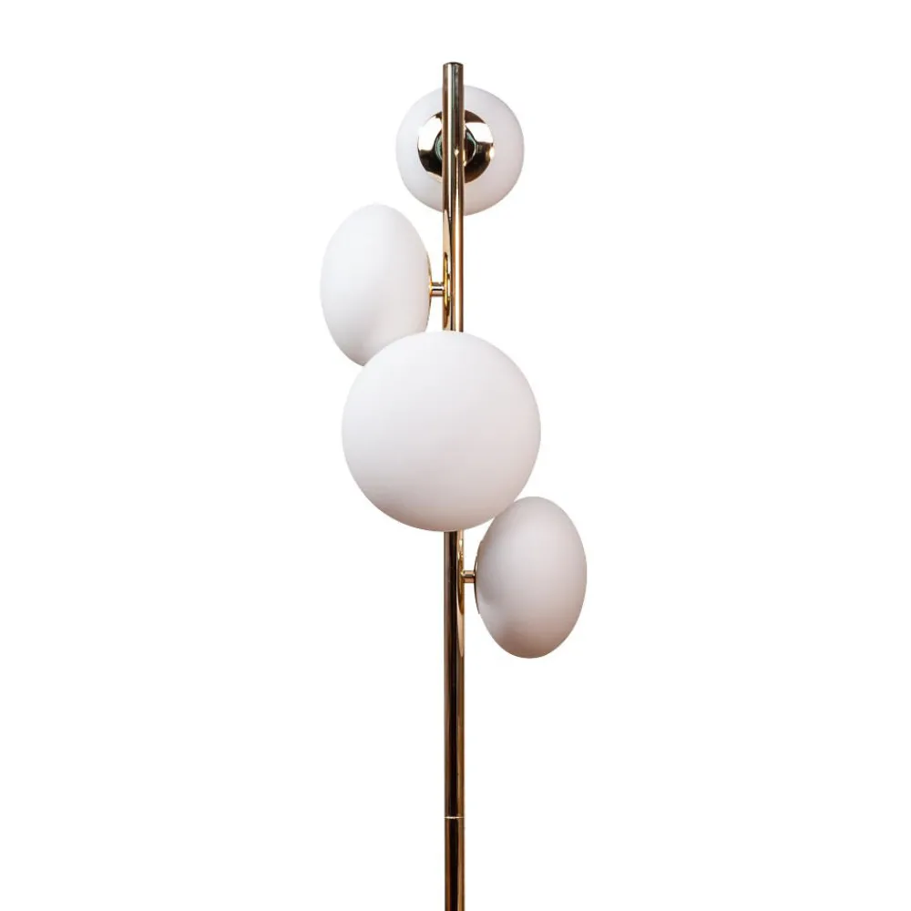 Lampade Da Terra-Selezionato da Mazzolaluce Piantana da terra per salotto metallo oro vetro bianco