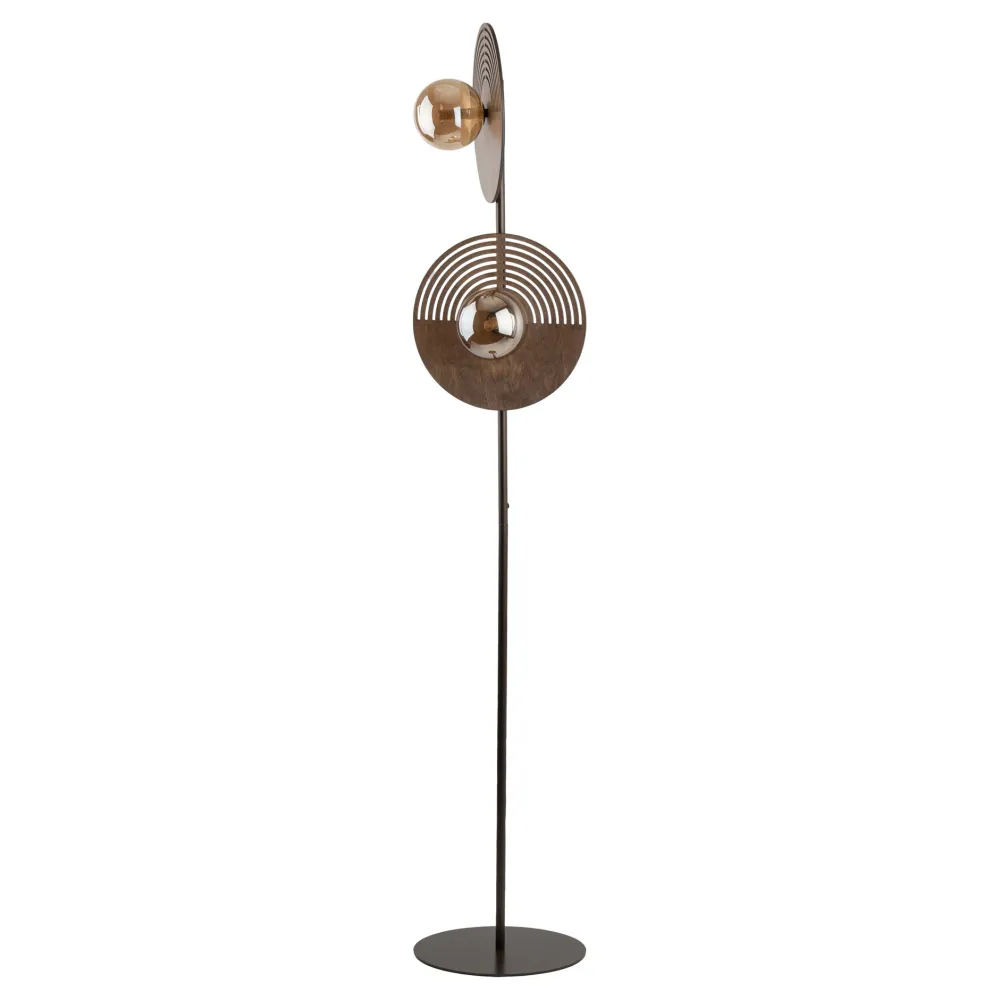 Lampade Da Terra-Selezionato da Mazzolaluce Piantana design moderna in legno quercia marrone sfere di vetro per soggiorno