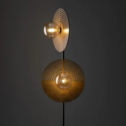 Lampade Da Terra-Selezionato da Mazzolaluce Piantana design moderna in legno quercia marrone sfere di vetro per soggiorno