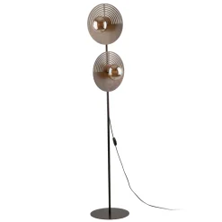 Lampade Da Terra-Selezionato da Mazzolaluce Piantana design moderna in legno quercia marrone sfere di vetro per soggiorno
