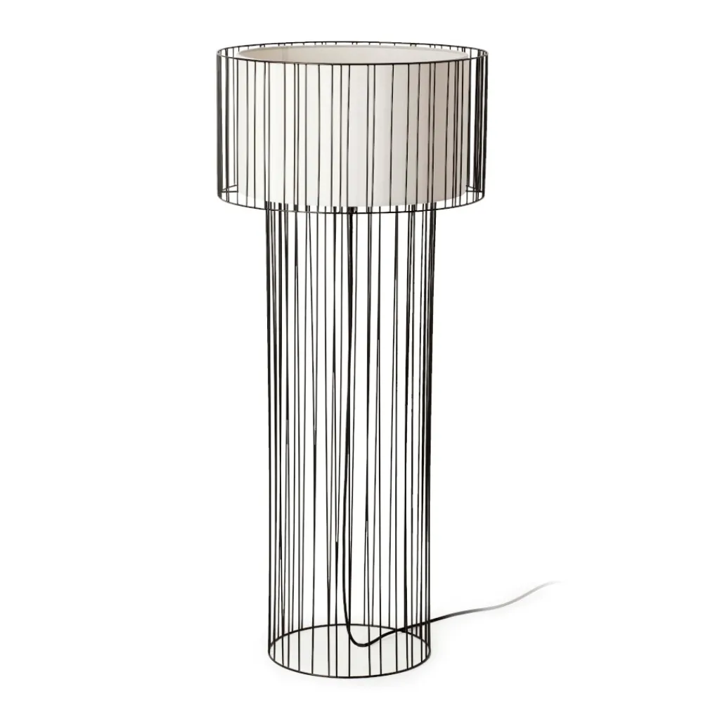 Lampade Da Terra-Selezionato da Mazzolaluce Piantana design moderna metallo nero cilindro di tessuto