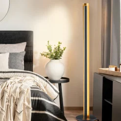 Lampade Da Terra-Selezionato da Mazzolaluce Piantana design moderna nero oro led 15w 3000k