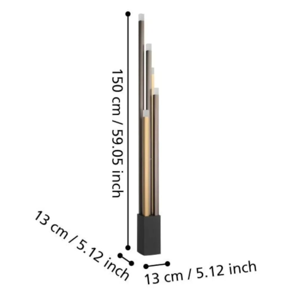 Lampade Da Terra-Eglo Piantana design moderna nero marrone oro led 18w 3000k dimmerabile estanerios