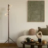 Lampade Da Terra-Selezionato da Mazzolaluce Piantana di legno noce con sfere di vetro bianco per soggiorno stile nordico