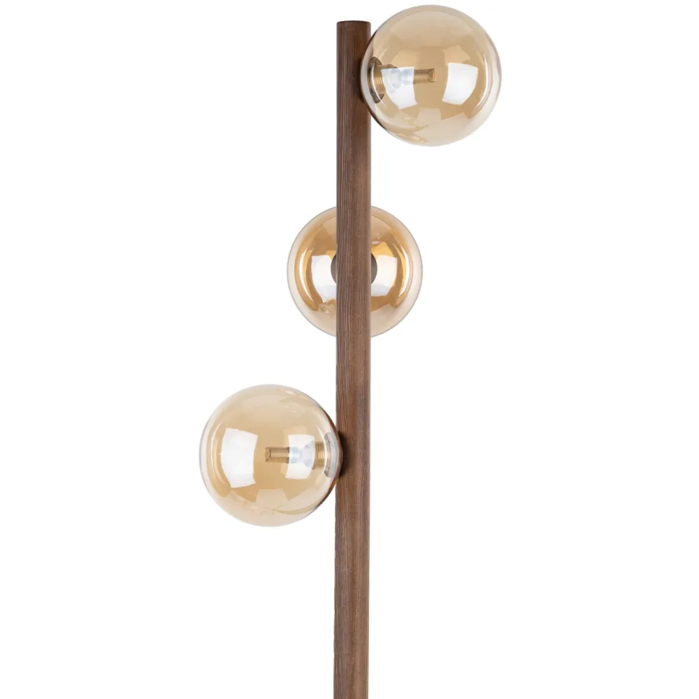 Lampade Da Terra-Selezionato da Mazzolaluce Piantana di legno noce con sfere di vetro bianco per soggiorno stile nordico