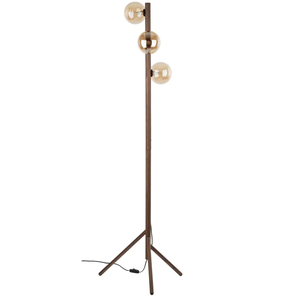 Lampade Da Terra-Selezionato da Mazzolaluce Piantana di legno noce con sfere di vetro bianco per soggiorno stile nordico