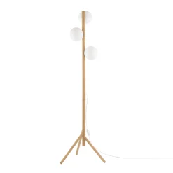 Lampade Da Terra-Selezionato da Mazzolaluce Piantana di legno stile scandinavo con sfere vetro bianco