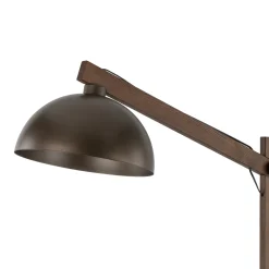 Lampade Da Terra-Selezionato da Mazzolaluce Piantana di legno vintage con cupola di metallo marrone per soggiorno