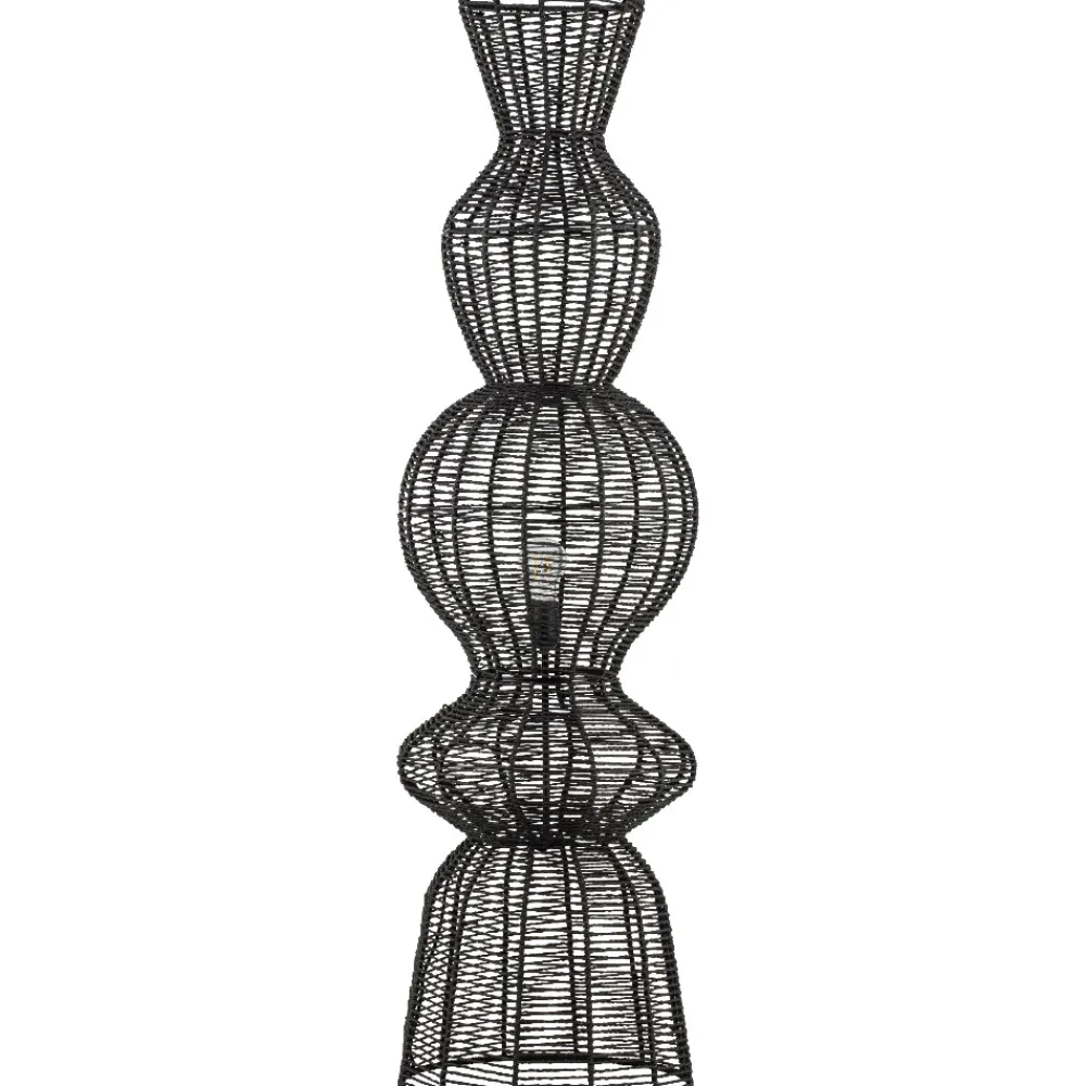 Lampade Da Terra-Selezionato da Mazzolaluce Piantana di rattan nero intrecciato per soggiorno