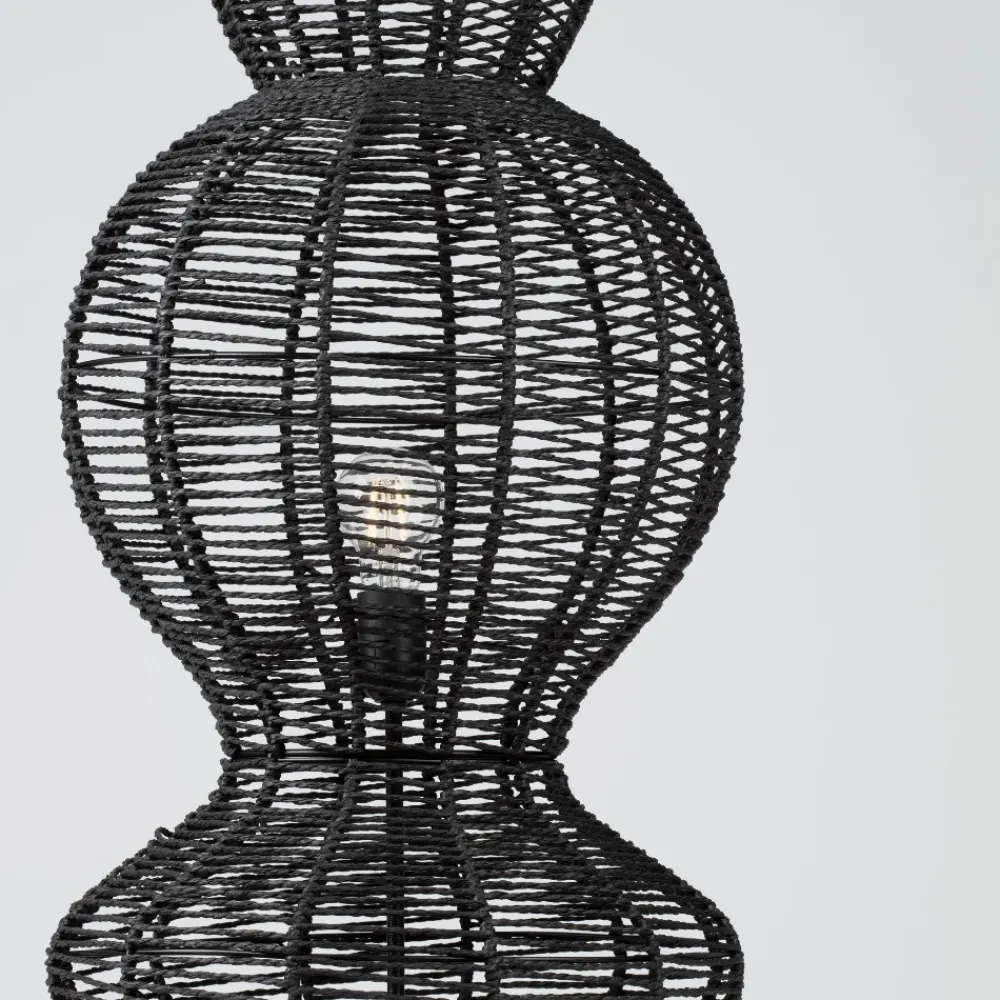 Lampade Da Terra-Selezionato da Mazzolaluce Piantana di rattan nero intrecciato per soggiorno