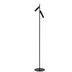 Lampade Da Terra-Selezionato da Mazzolaluce Piantana due luci nera orientabili da lettura led 3000k dimmerabile