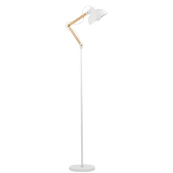 Lampade Da Terra-Selezionato da Mazzolaluce Piantana industriale da terra bianca e legno orientabile