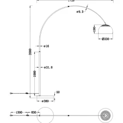 Lampade Da Terra-Selezionato da Mazzolaluce Piantana lampada ad arco cupola oro satinato