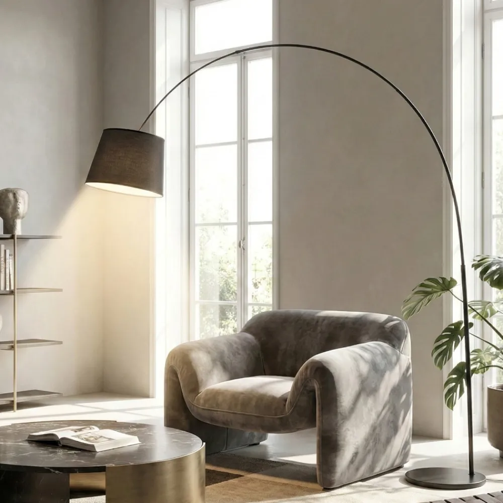 Lampade Da Terra-Perenz Illuminazione Piantana lampada ad arco lungo nera arche
