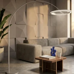 Lampade Da Terra-Selezionato da Mazzolaluce Piantana lampada ad arco nickel led 21w 2300k 3000k 4000k