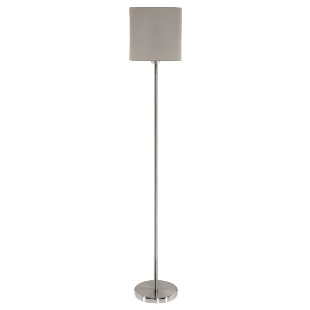 Lampade Da Terra-Eglo Piantana lampada da terra pasteri paralume cilindro tortora moderna