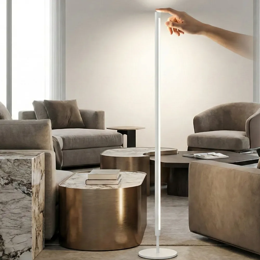 Lampade Da Terra-Perenz Illuminazione Piantana lampada da terra perenz ray led moderna tubolare bianco panna