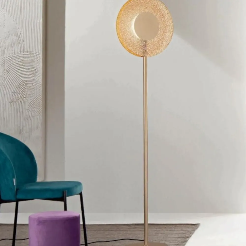 Lampade Da Terra-Ondaluce Piantana lampada da terra pt candy vetro ambra led moderna