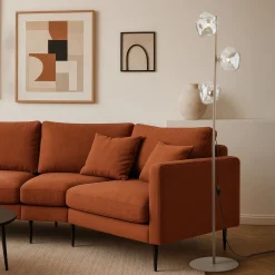 Lampade Da Terra-Selezionato da Mazzolaluce Piantana lampada da terra tortora vetri cognac per soggiorno moderno