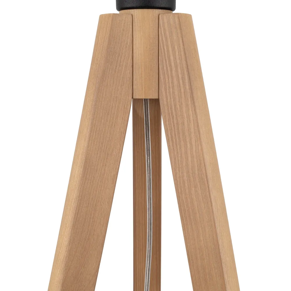 Lampade Da Terra-Selezionato da Mazzolaluce Piantana lampada scandinava tre piedi di legno paralume allungato nero