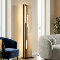 Lampade Da Terra-Selezionato da Mazzolaluce Piantana led di legno con pannello acustico telecomando app