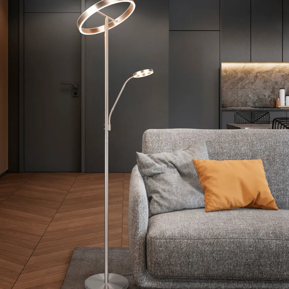 Lampade Da Terra-Selezionato da Mazzolaluce Piantana led 2700k-3200k-4000k nickel moderna doppia luce per ufficio