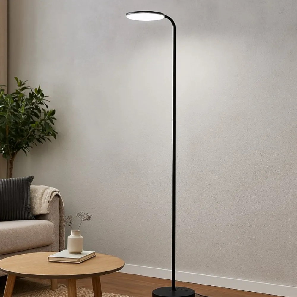 Lampade Da Terra-Selezionato da Mazzolaluce Piantana led nera moderna moderna luce orientabile