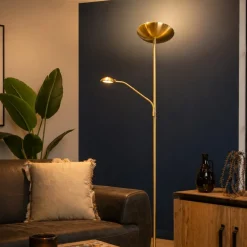 Lampade Da Terra-Selezionato da Mazzolaluce Piantana led 20w 3000k dimmerabile oro ottone due luci orientabili