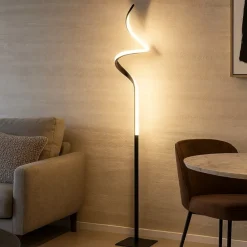 Lampade Da Terra-Selezionato da Mazzolaluce Piantana led 11w 3000k ricciolo nero design moderna