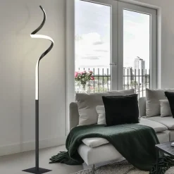 Lampade Da Terra-Selezionato da Mazzolaluce Piantana led 11w 3000k ricciolo nero design moderna