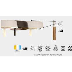 Lampade Da Terra-Selezionato da Mazzolaluce Piantana led 30w 3000k touch switch bianca legno moderna