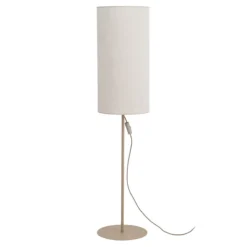 Lampade Da Terra-Selezionato da Mazzolaluce Piantana marrone con paralume cilindro lungo lino scuro
