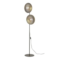 Lampade Da Terra-Selezionato da Mazzolaluce Piantana marrone design moderna 2 luci con sfere di vetro bianco