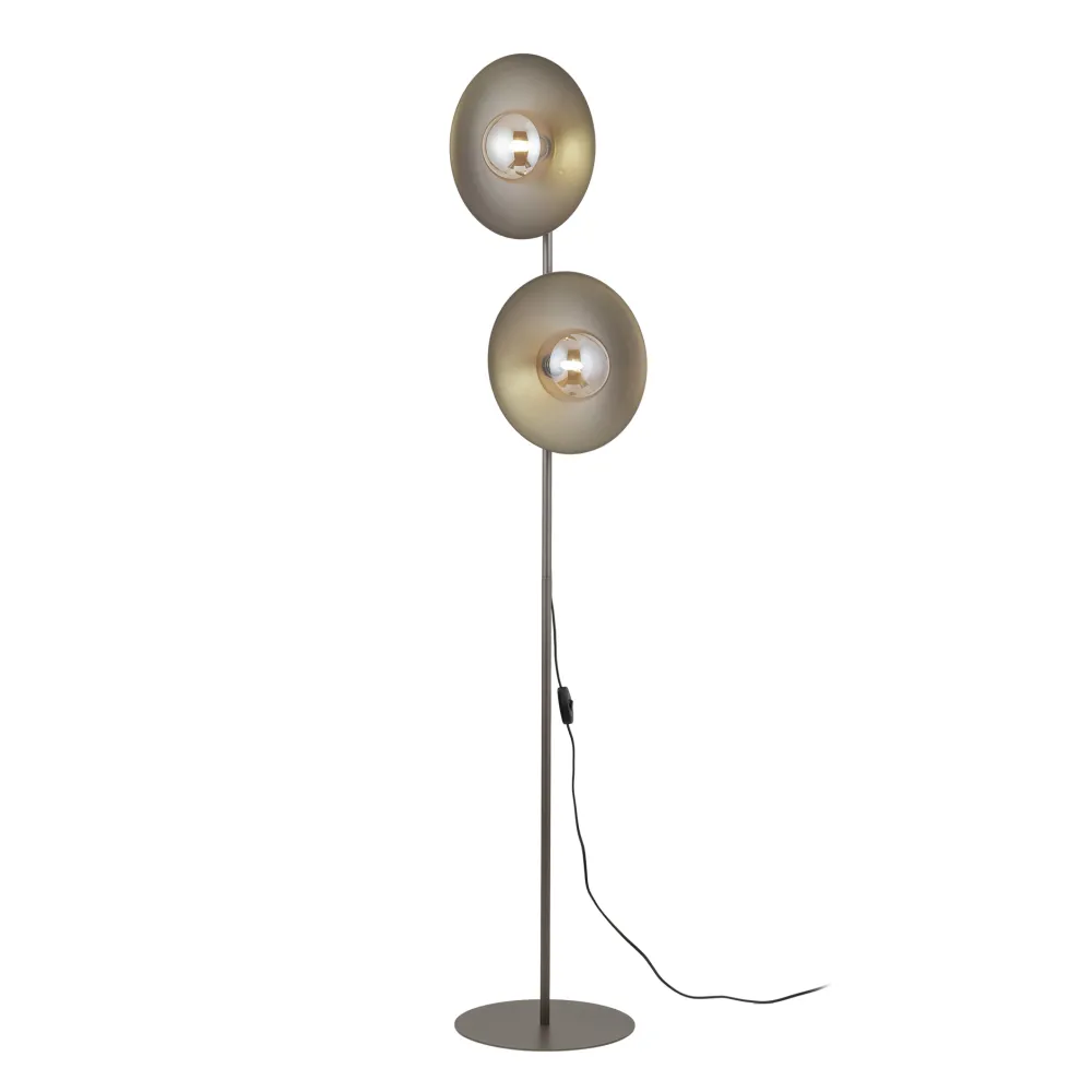 Lampade Da Terra-Selezionato da Mazzolaluce Piantana marrone design moderna 2 luci con sfere di vetro bianco