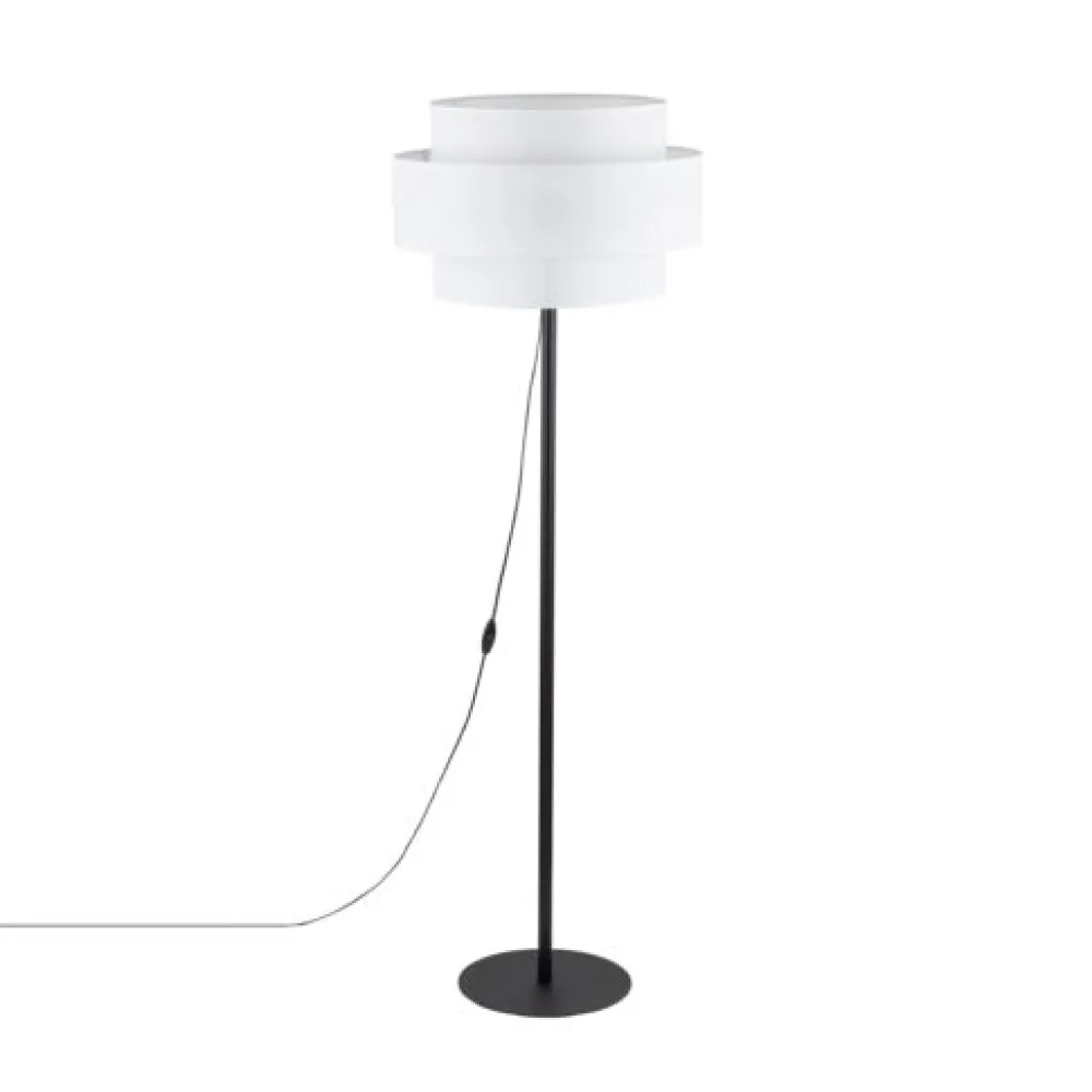Lampade Da Terra-Selezionato da Mazzolaluce Piantana moderna con paralume di tessuto bianco design per soggiorno