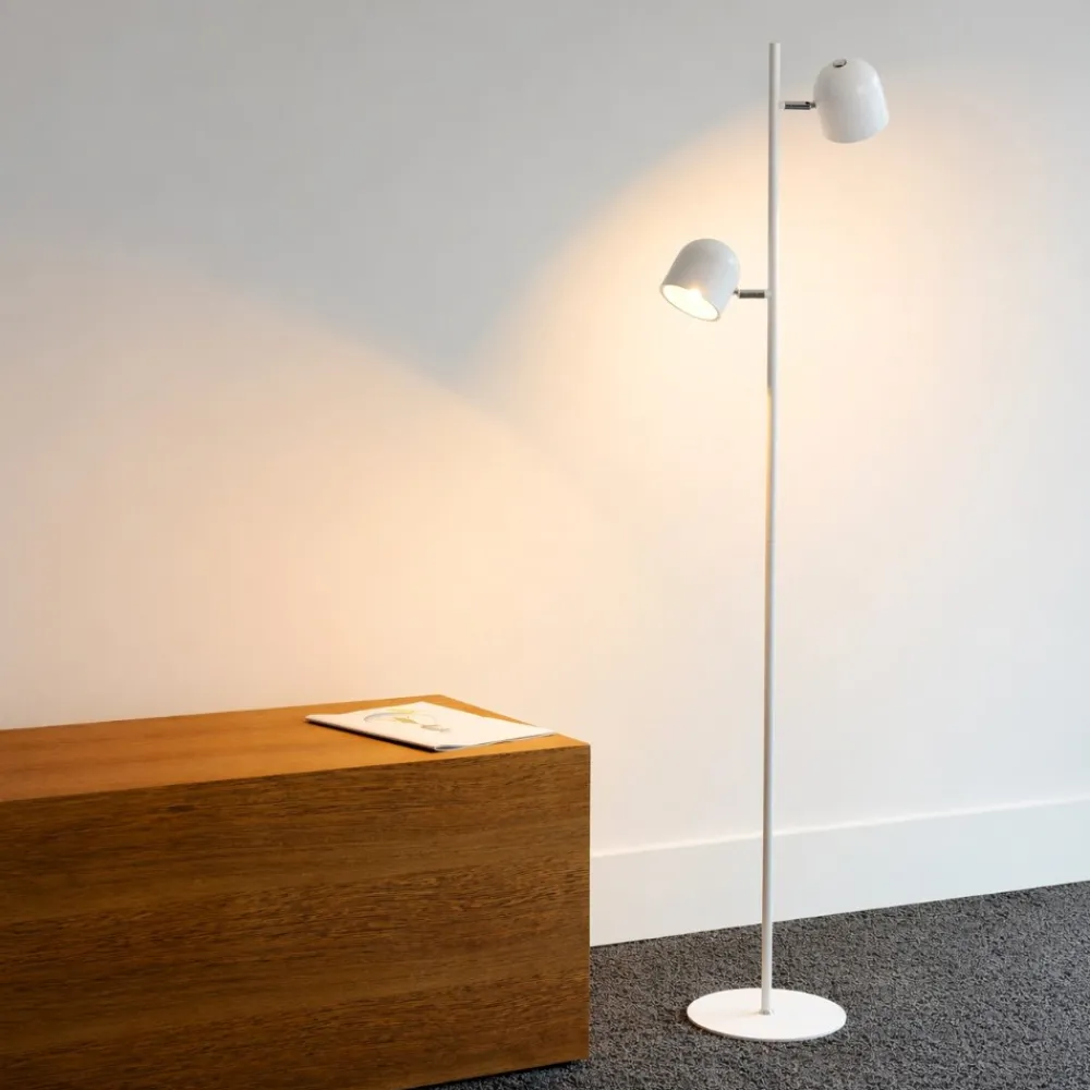 Lampade Da Terra-Selezionato da Mazzolaluce Piantana moderna da lettura bianca 2 ledx5w 3000k orientabili