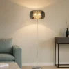 Lampade Da Terra-Selezionato da Mazzolaluce Piantana moderna in metallo e vetro cromato con pendenti