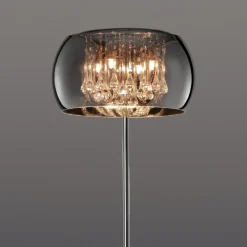 Lampade Da Terra-Selezionato da Mazzolaluce Piantana moderna in metallo e vetro cromato con pendenti