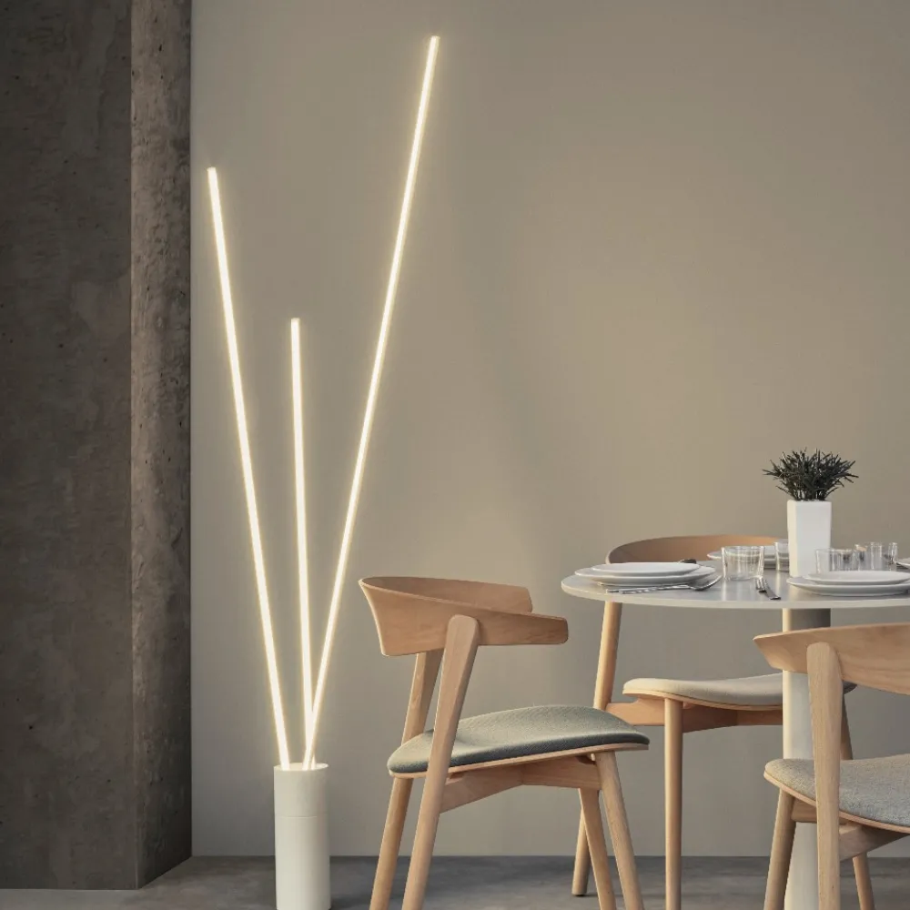 Lampade Da Terra-Selezionato da Mazzolaluce Piantana moderna led 60w 3000k design moderna bianca bacchette orientabili