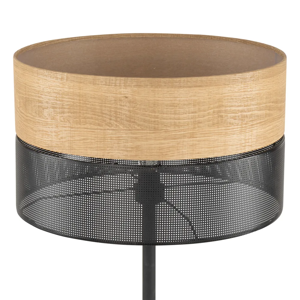 Lampade Da Terra-Selezionato da Mazzolaluce Piantana moderna paralume in metallo nero quercia