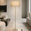 Lampade Da Terra-Selezionato da Mazzolaluce Piantana moderna paralume in tessuto intrecciato sabbia design