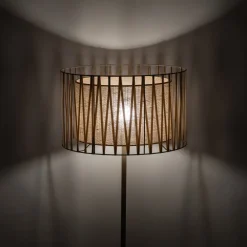 Lampade Da Terra-Selezionato da Mazzolaluce Piantana moderna paralume in tessuto intrecciato sabbia design