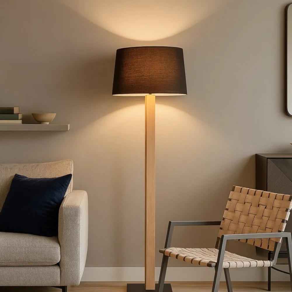 Lampade Da Terra-Selezionato da Mazzolaluce Piantana moderna per salotto led 3000k h150 cm nera in legno