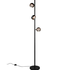 Lampade Da Terra-Selezionato da Mazzolaluce Piantana moderna tre luci orientabili nera e caffe led 24w cct dimmerabile