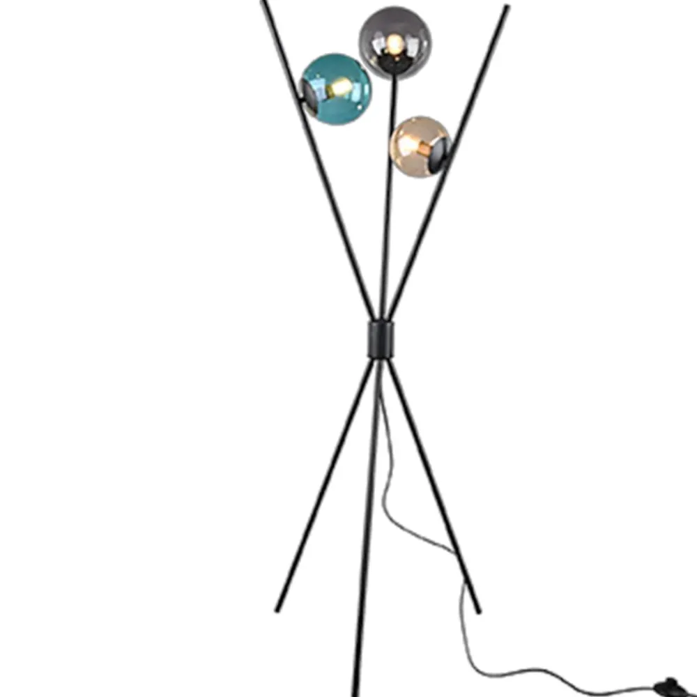 Lampade Da Terra-Selezionato da Mazzolaluce Piantana moderna tre luci portalampada sferico multicolore