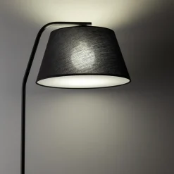 Lampade Da Terra-Selezionato da Mazzolaluce Piantana nera con paralume in tessuto moderna