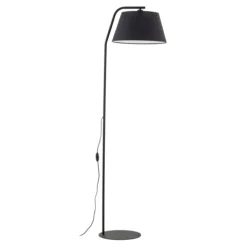 Lampade Da Terra-Selezionato da Mazzolaluce Piantana nera con paralume in tessuto moderna
