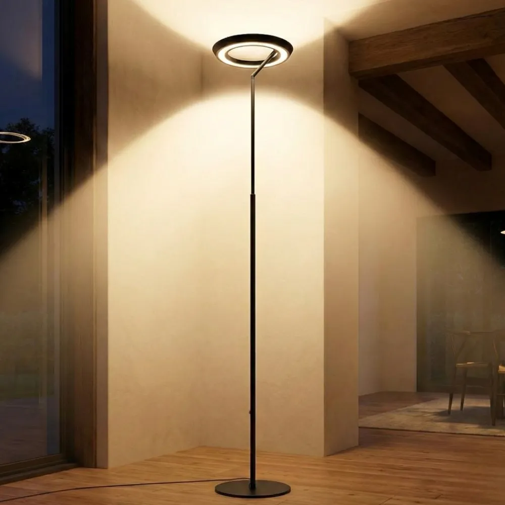 Lampade Da Terra-Selezionato da Mazzolaluce Piantana nera design moderna led 21w 2700k dimmerabile